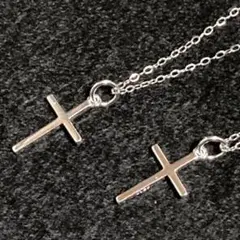 【ペアセット】大人上品 シルバー925 十字架ネックレス 2本
