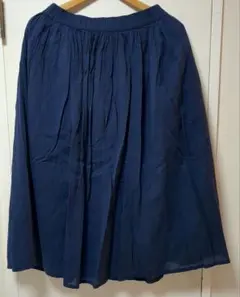 ネイビー フレアスカート ゴムウエスト　Мサイズ　両サイドポケット付き
