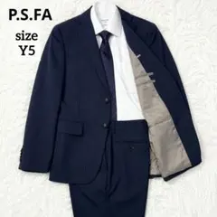 P.S.FA スーツ セットアップ ネイビー ストライプ Y5 ビジネス 薄手
