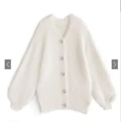 GRL ビジューボタンフェザーニットカーディガン[kz278]