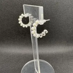 パールとクリスタルのフープピアス