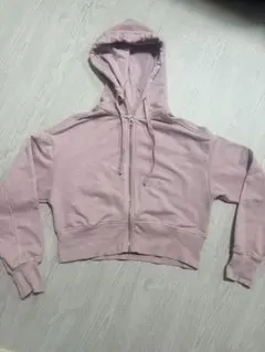 H&M DIVIDED クロップド丈 ジップアップパーカー ピンク Sのサムネイル