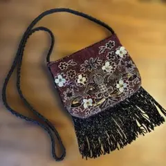 ビーズ刺繍 フリンジ ショルダーバッグ