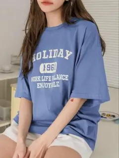 カレッジロゴ 半袖Tシャツ ブルー
