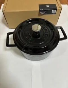 LAVA ラヴァ オーバルキャセロール シャイニーブラック25cm割れ凹み