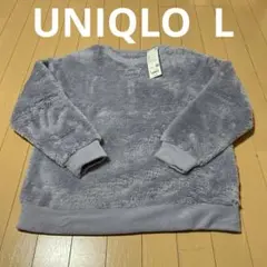 新品未使用ユニクロUNIQLOファーリーフリースセット上のみLパープル