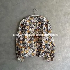 昭和レトロ花柄シャツ　ヴィンテージシャツ　長袖シャツ　レトロポップコーデ　古着