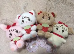 mikko いちごマスコットぬいぐるみ　全4種セット