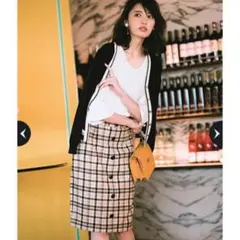 【Apuweiser-riche】リバーシブルタイトスカート　チェック柄　春秋冬