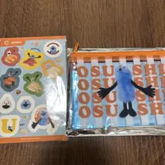 パペットスンスン　スシロー　クリアポーチ＆シール　ブルー