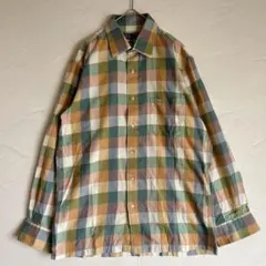 【DAKS】ダックス ブロックチェックシャツ 綿100% 長袖 マルチカラー Mのサムネイル