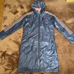 adidas フード付きロングコート ネイビー