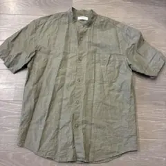UNIQLO ユニクロ リネンコットンスタンドカラーシャツ　M
