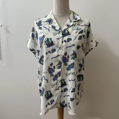 ❤️フクゾー FUKUZO 七分袖シャツサーフボード柄 M 綿100% 美品 