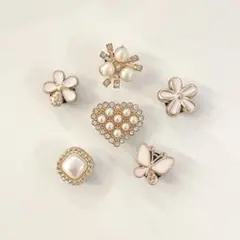 クロックス ジビッツ パールハートと蝶とホワイト6個セット g