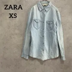 ザラ 長袖 デニムシャツ ライトブルー カジュアル XS レディース
