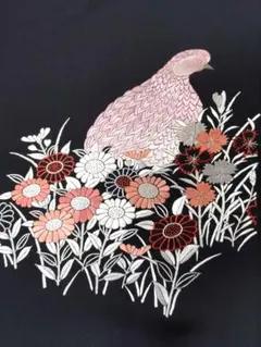 蘇州刺繍 汕頭刺繍 仮絵羽 未仕立て品 吉祥文様 正絹 八掛付き B038