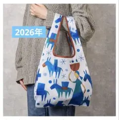 カルディ エコバッグ ブルー × ホワイト