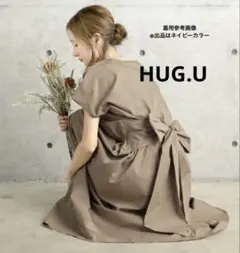 HUG.U ハグユー リボン フレアワンピース 2WAY ネイビー Fサイズ