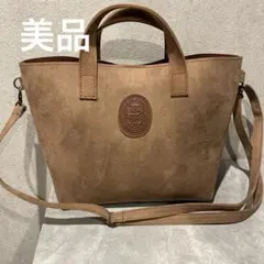 【美品】ベージュ スエード風 トートバッグ　ショルダーバッグ　レディース