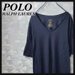ポロラルフローレン Vネック 半袖 Tシャツ メンズ XL 無地 ネイビー 紺色