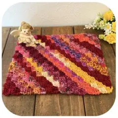 【208】ダイアゴナルステッチで編んだマルチカバー/ドイリー（Opal毛糸）