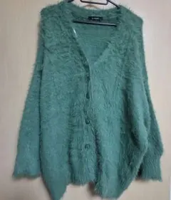w closet シャギーニットカーディガン グリーン
