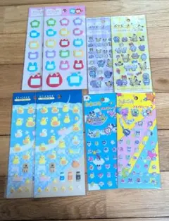 セリア　新商品　ぷくぷくおなまえバッジ風ステッカー　など8枚　セット
