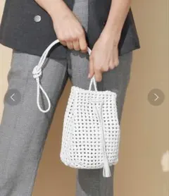 TOPKAPI レザーメッシュ 編み込み 巾着バッグ イントレチャート