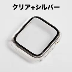 【新品】 アップル ウォッチ プラスチック カバー 41mm　クリア+シルバー