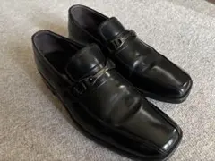 REGAL スクエアトゥ ビットローファー ブラック 25.5cm