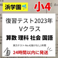 浜学園　Vクラス　小4 復習テスト　原本サイズ　即日発送　4教科　4科目　入塾 2026年最新】浜学園V0の人気アイテム - メルカリ