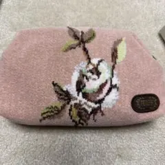FEILER 花柄刺繍 ポーチ ピンク