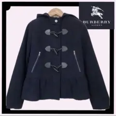 【BURBERRY】バーバリー ショート ダッフルコート 紺 160 ガールズS