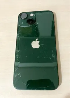 Apple iPhone 13mini ミッドナイトグリーン 背面割れあり