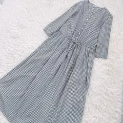 美品 bulle de savon ビュルデサボン麻100% 千鳥格子ワンピース - メルカリ