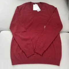 UNIQLO カシミヤ Vネックセーター 赤 XL 新品