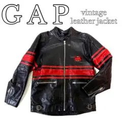 オールドGAP レザー シングルライダース レーシングストライプ カウハイド本革