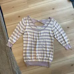 新品未使用　earth music&ecology 五分袖ニット バックリボン