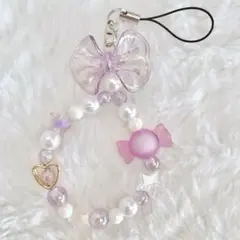 ビーズストラップ　パープルキャンディストラップ☆たまごっちパラダイスにも