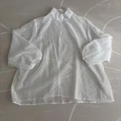 ホワイトドット柄シースルーシャツ