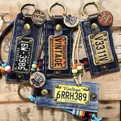 4個セット／デニムリメイクキーホルダー