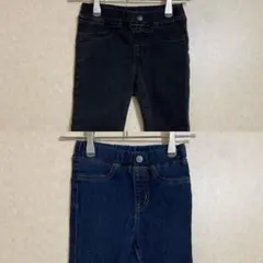 GU キッズ　デニム　2枚セット　120 ブラック　ブルー　ストレッチ
