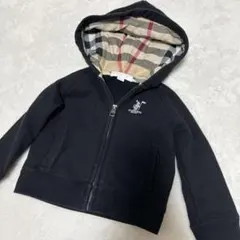 Burberry ベビー長袖パーカー80cm フルジップアップ黒