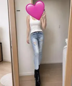 GYDA ハイウエスト　ダブルベルトデザインスキニーデニムパンツのサムネイル