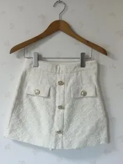 ZARA スカート　ショートパンツ　ツイード　ホワイト　白