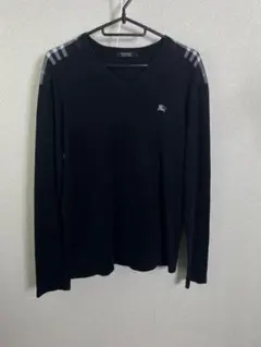 バーバリーブラックレーベル　ブラック長袖Ｖネックカットソーサイズ2