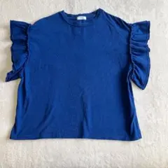 ローリーズファーム フリル袖 ブルー F コットン 青 半袖 Tシャツ Ｆ