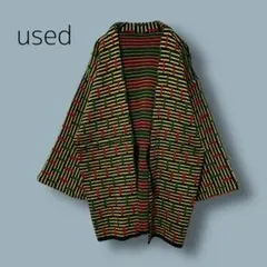 2959　【used】　総柄　黄色　ちゃんちゃんこ風　美品　アウター　あったか