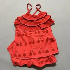 赤いチェリー柄ワンピース水着 120